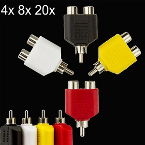 1-Male to 2-Female Cable Adapter RCA Y Splitter AV Audio Video Converter Plug - Picture 1 of 15