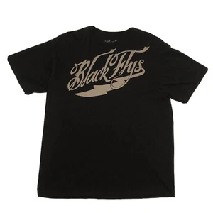 Vintage Black Flys Graphic S/S Crewneck T-shirt Mens XL Black Casual Logo - Picture 1 of 6