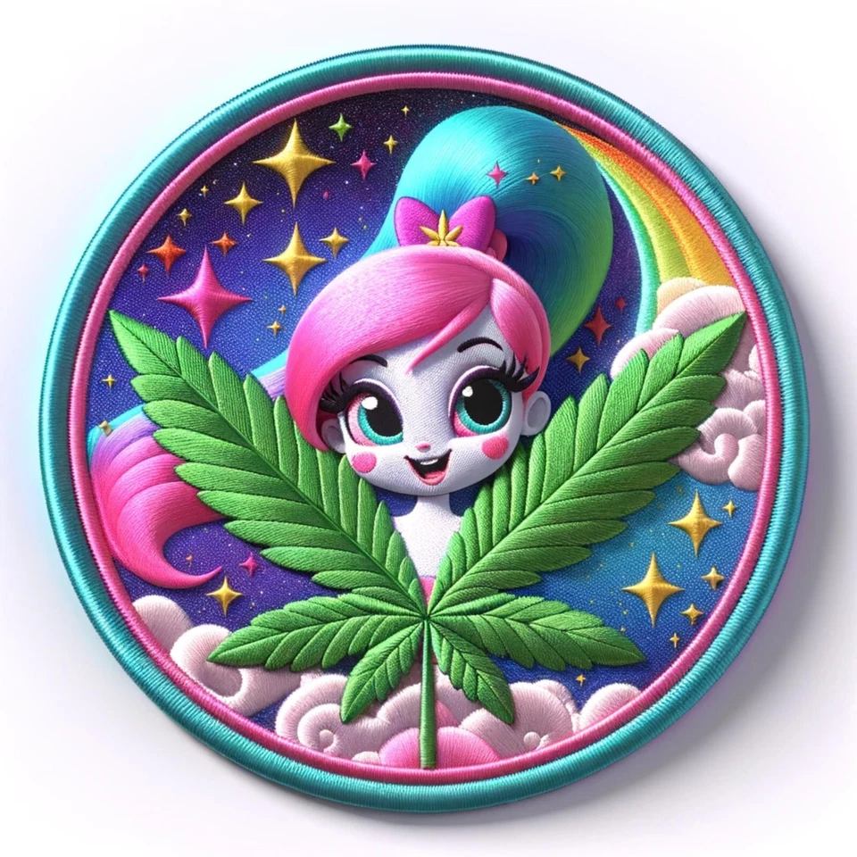 Fairy Stoner Patch Iron-on Applique Clothing Hippie Boho Herbal Medicine Fantasy - Image 1 of 4