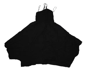 Old Navy Fit And Flare Crinkled Halter Smocked Midi Dress Black Womens M - Picture 1 of 9