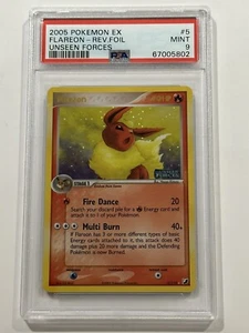 2005 Pokemon EX Unseen Forces - Flareon Rev.Foil #5 PSA 9 MINT - Picture 1 of 2