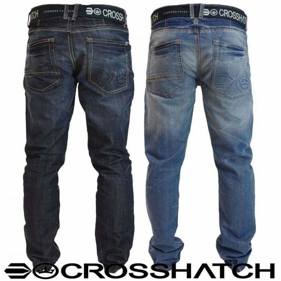 Nuevos pantalones vaqueros para hombre Crosshatch en relieve Techno pierna estrecha cinturón gratis con etiquetas W30- W48 nuevo con etiquetas Foto 1 de 1