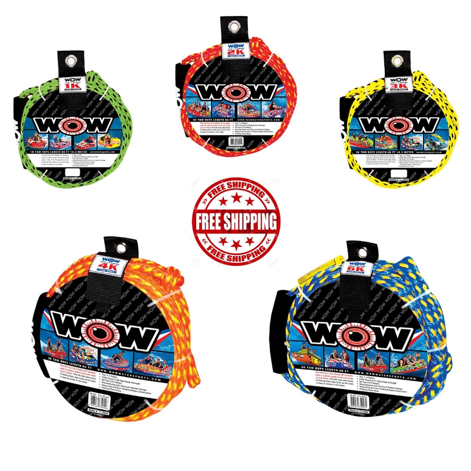 WOW WATERSPORTS 1-6 Rider Rope For Tow Ropes Water Tube Towables For Towable Tubes Tube Tow Rope