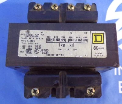 SQUARE D .150 kVA TRANSFORMER K150D1 240/120 CLASS 9070 1YR WARRANTY - Image 1 of 4