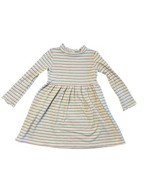 Vestido a Rayas Hanna Andersson Niñas Talla 120 6-7 Colores Vacaciones Volantes Foto 1 de 4