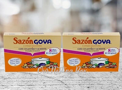 2 temperos de coentro e urucum Goya - Sazon Culantro y Achiote 8 pacotes cada - Imagem 1 de 2