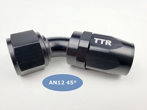 Adaptador de extremo de manguera de montaje de línea de gas y combustible giratorio AN12 45° A40-045-12BK TT Racin - Imagen 1 de 12