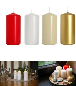 Set of 8 Pillar Candles Wedding Decor Events Church Various Colours 5cm / 10cm - Picture 1 of 16
