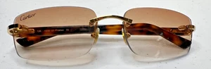 Cartier Authentic C Decor Havana Rimless CT0048O Tortoise Shell Gold Sunglasses! - Picture 1 of 12