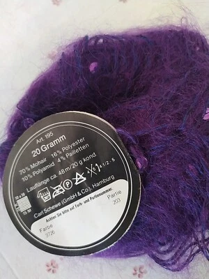 Schewe Paillette, lila Effektgarn, Vintage-Retro, 70% Mohair etc. - Bild 1 von 3