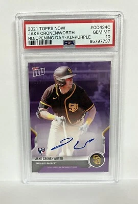 2021 Topps Now Road to Opening Day Jake Cronenworth Rc Purple/25 PSA Gem Mint 10 - Image 1 of 4