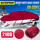 20-22FT Boat Cover Weatherproof 210D Fish Ski Bass V-Hull Runabouts Heavy Duty