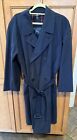 Vintage Burberry Burberrys Coat Mens 42S Navy Blue Double Breasted Trench