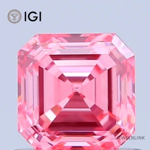 IGI Certified 0.98 Carat Fancy Vivid Pink VVS2 Asscher Cut CVD Lab Grown Diamond - Picture 1 of 19