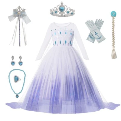 ANBERLARUI Mädchen Prinzessin Anna Elsa Kostüm Cosplay Party Outfit Kinder Kleid Karneval J
