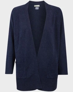 SUÉTER CARDIGAN DE PUNTO AZUL LARGO ABIERTO CEPILLADO TALLA REINO UNIDO 8-24 - Imagen 1 de 2