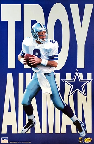 Troy Aikman BIG-TIME Dallas Cowboys QB Action Starline 1997 22x34 Wall POSTER Cover