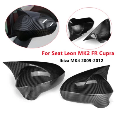 Tapa de cubierta de espejo retrovisor lateral carbono ABS para Seat Leon MK2 2009-12 Ibiza MK4 Foto 1 de 4