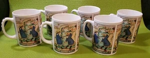 MARY ENGELBREIT PALS Set of 6 Mugs 1985 Checkered Handle 12oz - Picture 1 of 11