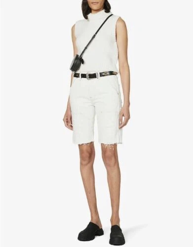 Pantalones Cortos Utilitarios Frame Le Slouch Relajados Bermudas en Blanco Desgarrado Rasgado - Talla 26 Foto 1 de 4