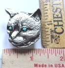 old "blue-eyed Cat" pin vintage collectible Feline pet pinback jewelry