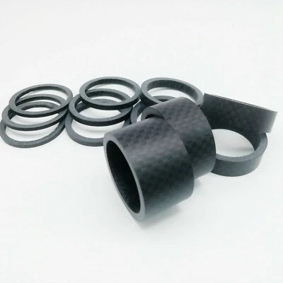 12PCS Bike Washers Carbon 1-1/8" MTB Cycle Stem Headset Spacer 2/3/5/10/15/20mm — 第 1/3 张图片
