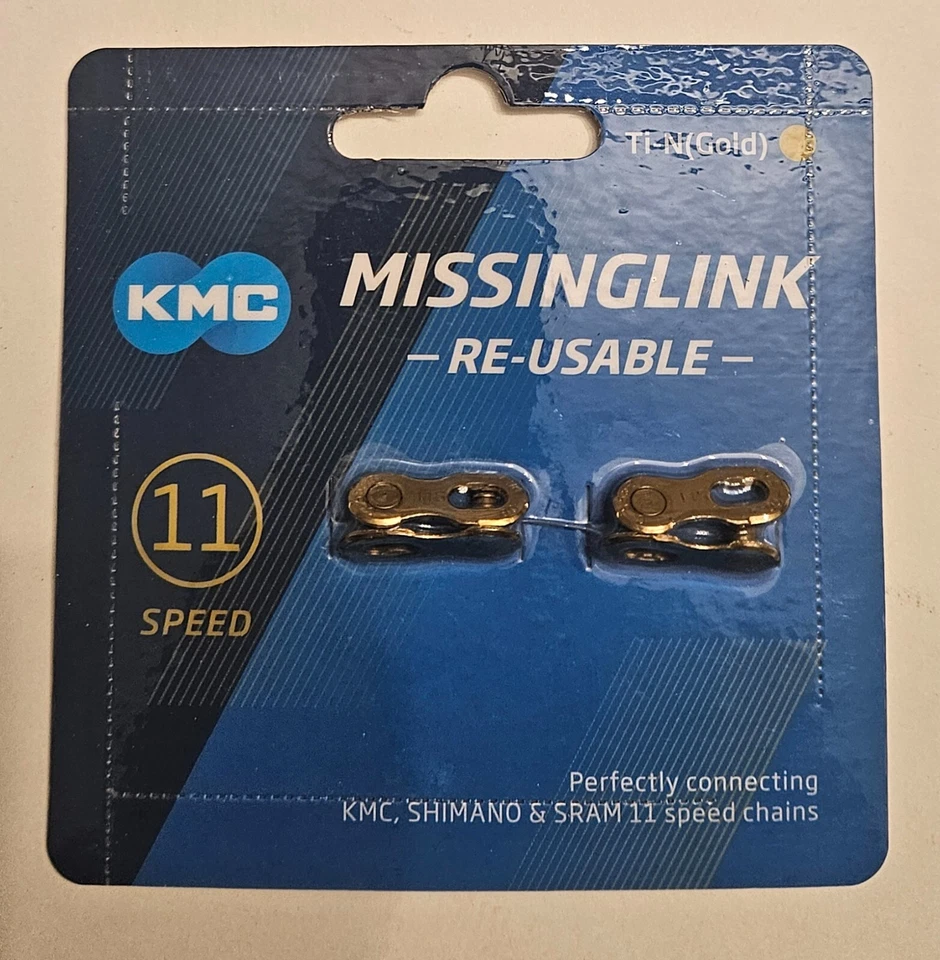 Paquete de dos (2) eslabones de cadena de bicicleta reutilizables de 11 velocidades KMC SRAM Shimano TiN Foto 1 de 1