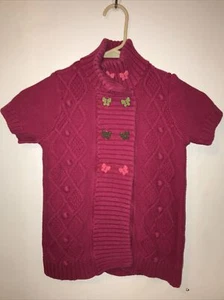 Gymboree Butterfly Girl Button Diamond Knit Sweater M (7-8) Pink Thick Knit - Picture 1 of 6