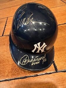 Orlando El Duque Hernandez & Jorge Posada Signed AUTO NY Yankees Mini Helmet