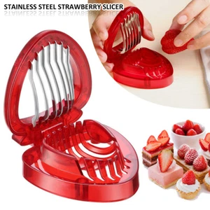 Strawberry Slicer Tool Stainless Steel Strawberry Cutter with Sharp Blade AU◬✿ - Picture 1 of 12
