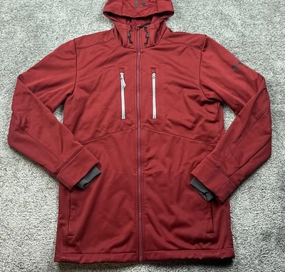 Under Armour UA Storm Jacket Mens Small Red Hooded Softshell Windbreaker Pockets - Image 1 of 4