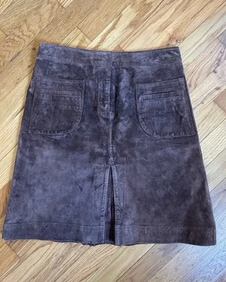 LILLY PULITZER Soft Brown Leather Suede Midi Skirt Size 4 White Label - Image 1 of 4