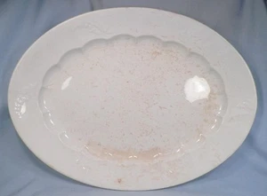 Ironstone Platter Lily of the Valley Embossed Maker J F 17in. Antique #1 As Is - Picture 1 of 8