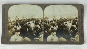 Stereoview San Francisco Earthquake Ruins Camp Dinner Among The Refugees 1906 - Picture 1 of 3