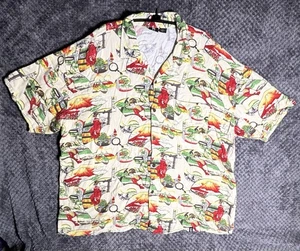 Vintage AOP 80s GUESS Japan Geisha All Over Print Shirt - Mens XL - Retro - Picture 1 of 8