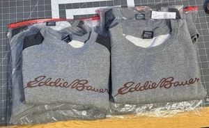 New! Lot Of 6 Eddie Bauer Fleece Lined Crew Neck Sweatshirt Men’s Gray L And Med - Picture 1 of 3