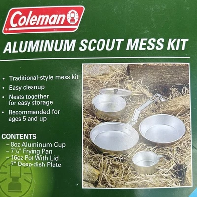 Coleman 5 Piece Aluminum Mess Kit  Traditional Scout Kit New In Box - Image 1 of 4