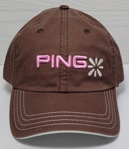 Ping Strapback Hat Brown One Size Embroidered Solid 6 Panel Golf Golfing   - Picture 1 of 4
