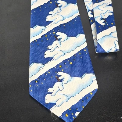 Corbata Coca Cola Osos Polares Coca-Cola Poliéster Azul Corbata Nieve Novedad.  Foto 1 de 4