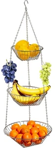 Hanging Fruit Basket, 3-Tier, Chrome - Bild 1 von 5