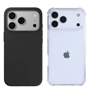 Black & Clear Case For iPhone 17 16 15 14 13 12 11 XR Pro Max Shockproof Cover - Picture 1 of 3