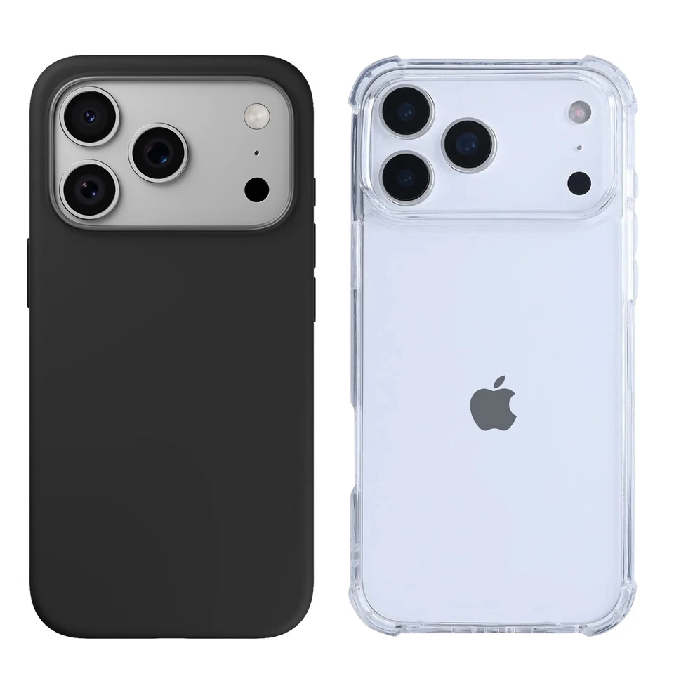 Black & Clear Case For iPhone 17 16 15 14 13 12 11 XR Pro Max Shockproof Cover - image 1 of 1