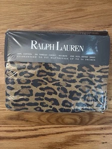 RALPH LAUREN - ARAGON GUINEVERE LEOPARD FULL DEEP FITTED SHEET - NEW - RARE - Picture 1 of 7