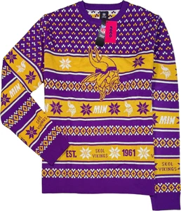 FOCO NFL Minnesota Vikings Busy Block Ugly Sweater - NWT Mens 2XL - #47743-K1 - Picture 1 of 2