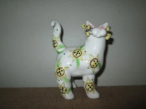 2002 AMY LACOMBE Whimsiclay Fancy Felines Sunflower Cat Figure; #86055 - Picture 1 of 5