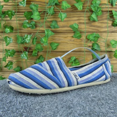 Tela azul plana a rayas TOMS para mujer talla 8,5 mediana usada 2025 Foto 1 de 4
