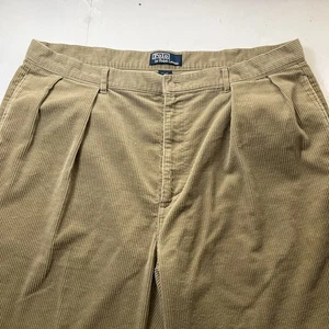 Vintage Polo Ralph Lauren Corduroy Pleated Pants Brown 42X32 #485 - Picture 1 of 17