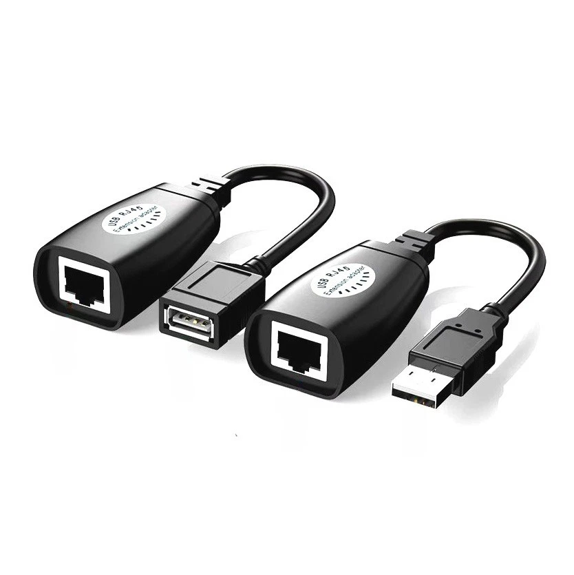 USB Over Ethernet Extender Adapter Cat5/5e Cat6 Cat7 Cable RJ45 to USB Repeater - Image 1 of 4