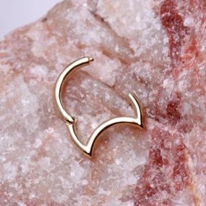 14Kt. Yellow Gold Crescent Moon Seamless Clicker Ring - Picture 1 of 3