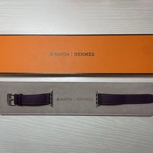 Bracelet Apple Watch Hermès en cuir violet 41 mm unisexe élégant bracelet de remplacement - Photo 1 sur 5